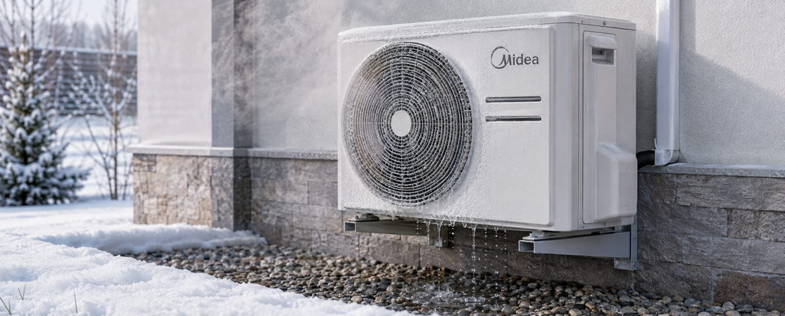 Оттайка наружного блока Midea HeatForce зимой